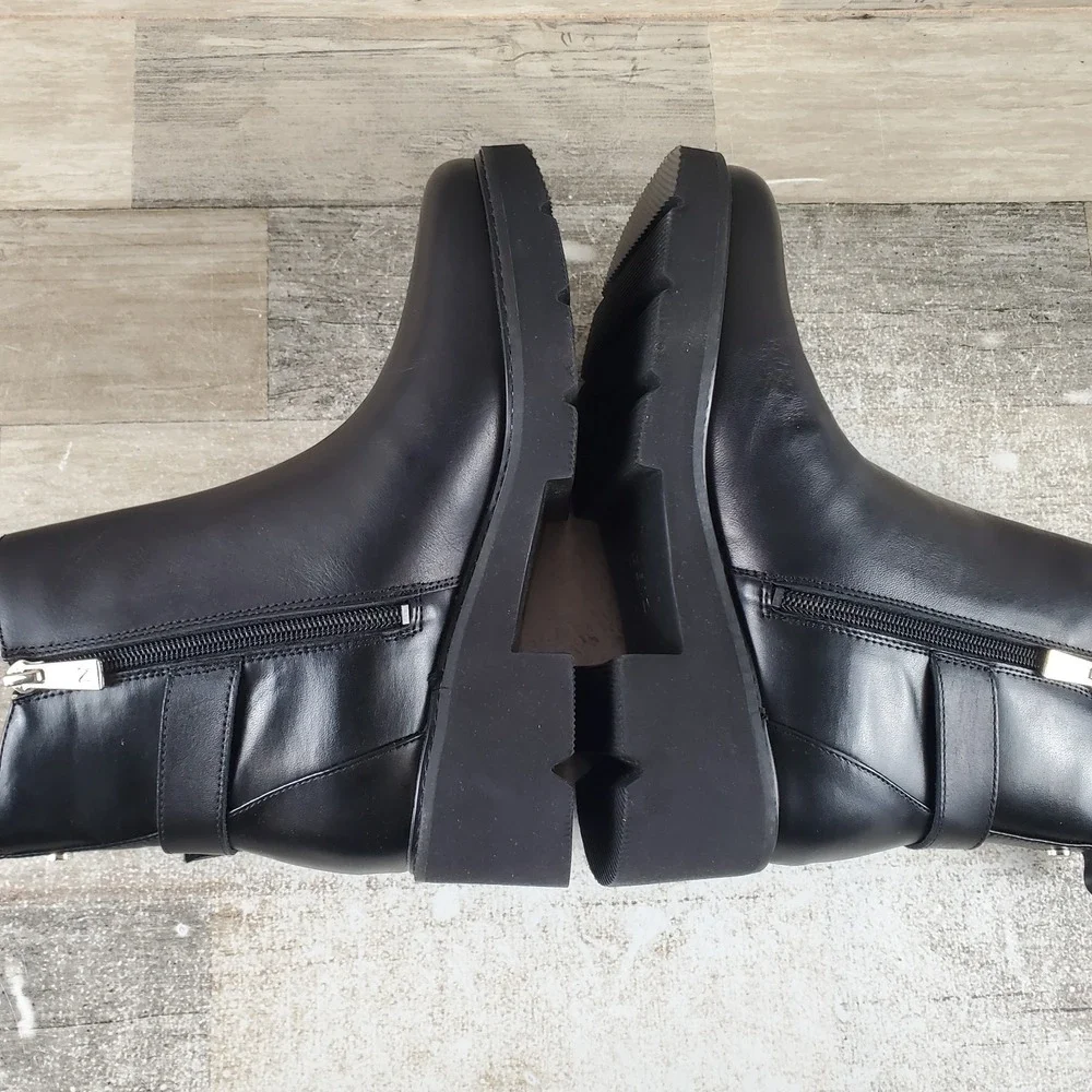 Naturalizer Delilah Womens Ankle Boots Sz 6 M Black Leather Side Zip Round Toe